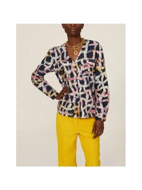 BUSAYO COLLECTIVE Multicolor Abstract Two Tone Button-Up Shirt Size XS